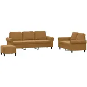 vidaXL 3-delige Loungeset met kussens fluweel bruin