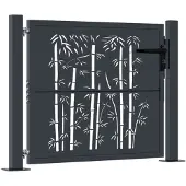 vidaXL Poort met bamboe-ontwerp 100x75 cm staal antracietkleurig