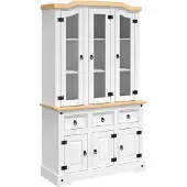Natur24 Hoge kast, 43 x 112 x 196 cm, van grenenhout, houtvezel en glas, naturel wit