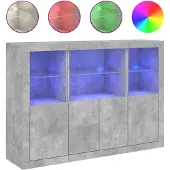 vidaXL Dressoirs met LED-verlichting 3 st bewerkt hout betongrijs