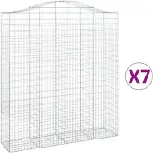 vidaXL Gabionen met boogvorm, 7 stuks, 200x50x220/240 cm, verzinkt staal