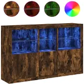 vidaXL Dressoir met LED-verlichting 162x37x100 cm gerookt eikenkleurig