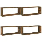 vidaXL Wandschappen kubus 4 st 60x15x23 cm bewerkt hout gerookt eiken