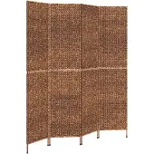 vidaXL Kamerscherm met 4 panelen 163x180 cm waterhyacint bruin