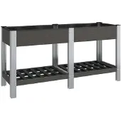 vidaXL Plantenbak verhoogd met schap 175x50x75 cm HKC grijs
