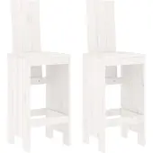 vidaXL Barkruk, 2 stuks, wit, 40x42x120 cm, massief grenenhout