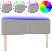 vidaXL Hoofdbord LED 144x5x78/88 cm stof lichtgrijs