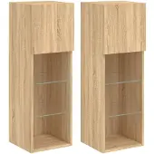 vidaXL Tv-meubels met LED-verlichting 2 st 30,5x30x90 cm sonoma eiken