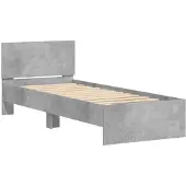 vidaXL Bedframe met hoofdeinde, betonkleur, 90x200 cm, houtvezelplaat