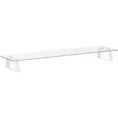 vidaXL Monitorstandaard 80x20x8 cm gehard glas en metaal wit
