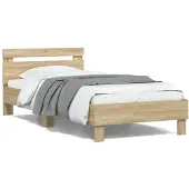 vidaXL Bedframe zonder matras met hoofdeinde, Sonoma-eikenhout, 100x200 cm