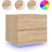 vidaXL Nachtkastje met LED's wandgemonteerd sonoma eikenkleurig