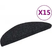 vidaXL Tapis d'escalier auto-adhésif Poinçon aiguilleté 15 pcs Noir132692