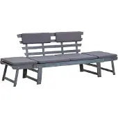 Natur24 Tuinbank met kussens, 2-in-1, grijs, massief acaciahout