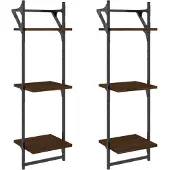 vidaXL Wandschappen 3-laags met stangen 2 st 30x25x100 cm bruineiken