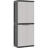 vidaXL Tuinkast 65x37x165 cm polypropeen grijs en zwart