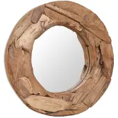 vidaXL Decoratieve spiegel rond 60 cm teakhout