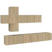 vidaXL 7-delige Tv-meubelset bewerkt hout sonoma eikenkleurig
