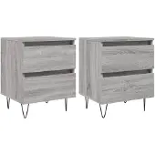 vidaXL Nachtkastjes 2 st 40x35x50 cm bewerkt hout grijs sonoma eiken