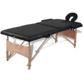 vidaXL Massagetafel, opklapbaar, 2 zones, met houten frame, zwart