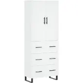 vidaXL Hoge kast, wit, 69,5 x 34 x 180 cm, houtvezel