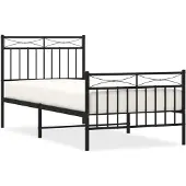 vidaXL Bedframe met hoofd- en voeteneinde metaal zwart 90x200 cm