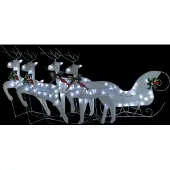 vidaXL Buitenkerstversiering rendieren en slee 100 LED's wit