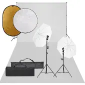 vidaXL Fotostudioset met verlichtingsset, achtergrond en reflector