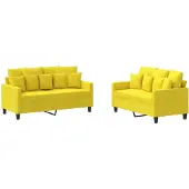 vidaXL 2-delige Loungeset met kussens stof lichtgeel