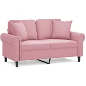 vidaXL Tweezitsbank met sierkussens 120 cm fluweel roze