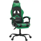 vidaXL Gamestoel met voetensteun kunstleer zwart en groen