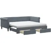 vidaXL Slaapbank onderschuifbed en lades 90x190 cm fluweel donkergrijs