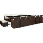 vidaXL 17-delige Tuinset met kussens poly rattan bruin