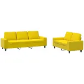 vidaXL 2-delige Loungeset stof lichtgeel
