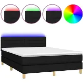 vidaXL Boxspringbed met matras en LED-verlichting, zwart, 140x200 cm, gestoffeerd