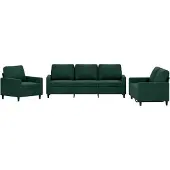 vidaXL 3-delige Loungeset met kussens fluweel donkergroen