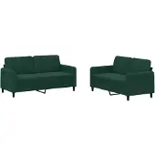 vidaXL 2-delige Loungeset fluweel donkergroen