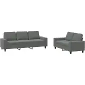 vidaXL 2-delige Loungeset stof donkergrijs