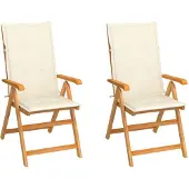 vidaXL Inklapbare stoelen 2 st met crèmekleurige kussens