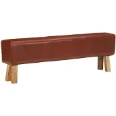 vidaXL Bankje turnbok 160 cm echt leer en massief acaciahout bruin