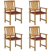 vidaXL Tuinstoelen met kussens, 4 stuks, massief acaciahout