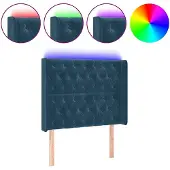 vidaXL Hoofdbord LED 103x16x118/128 cm fluweel donkerblauw