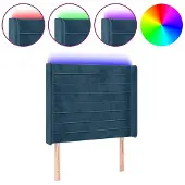 vidaXL Hoofdbord LED 93x16x118/128 cm fluweel donkerblauw
