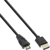 InLine HDMI Superslim kabel A naar C, HS met ethernet,Premium,zwart/goud, 1,5m
