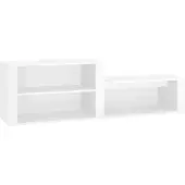 vidaXL Schoenenkast 150x35x45 cm bewerkt hout hoogglans wit
