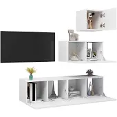 vidaXL 4-delige Tv-meubelset bewerkt hout wit