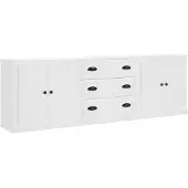 vidaXL Dressoirs 3 st bewerkt hout wit