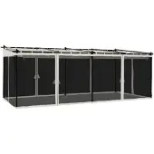 vidaXL Prieel met zijwanden van gaas 6x3 m staal crèmekleurig