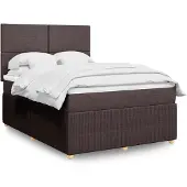vidaXL Boxspring met matras stof donkerbruin 140x190 cm