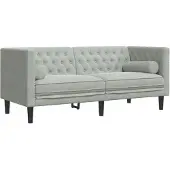vidaXL Tweezitsbank Chesterfield-stijl en bolsters fluweel lichtgrijs